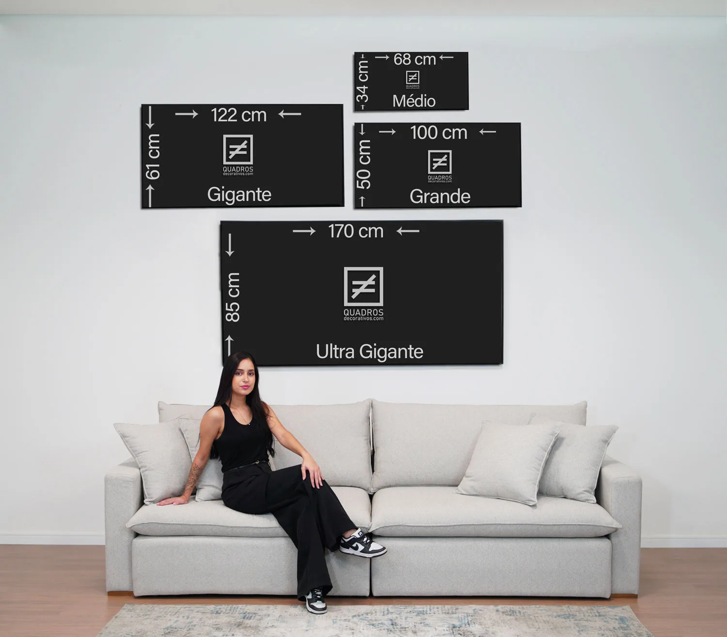 Guia de tamanhos do quadro