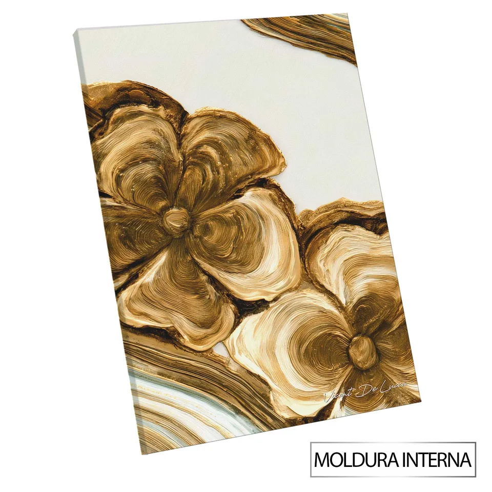 Quadro Floral Dourado Amadeirado — foto 10