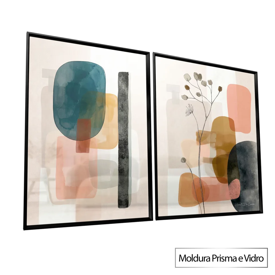Quadro Boho 2 Peças - Coleção Abstrato Natural