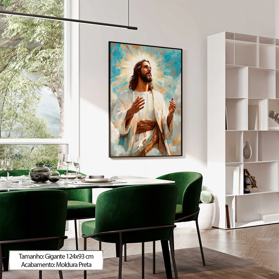 Jesus é a Luz Grid Art em sala de jantar