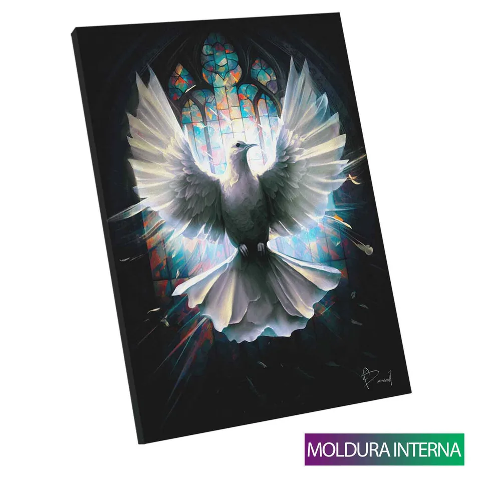 Quadro Pomba Sagrada — Moldura Interna, Médio 64x48
