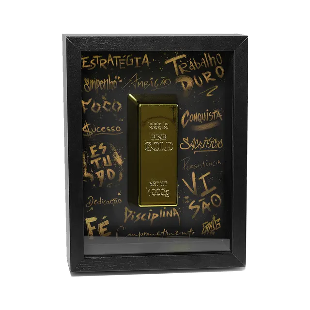 The Golden Bar of Abundance: Grafite Dourado - 3D Masterpiece | QuadrosDecorativos.com