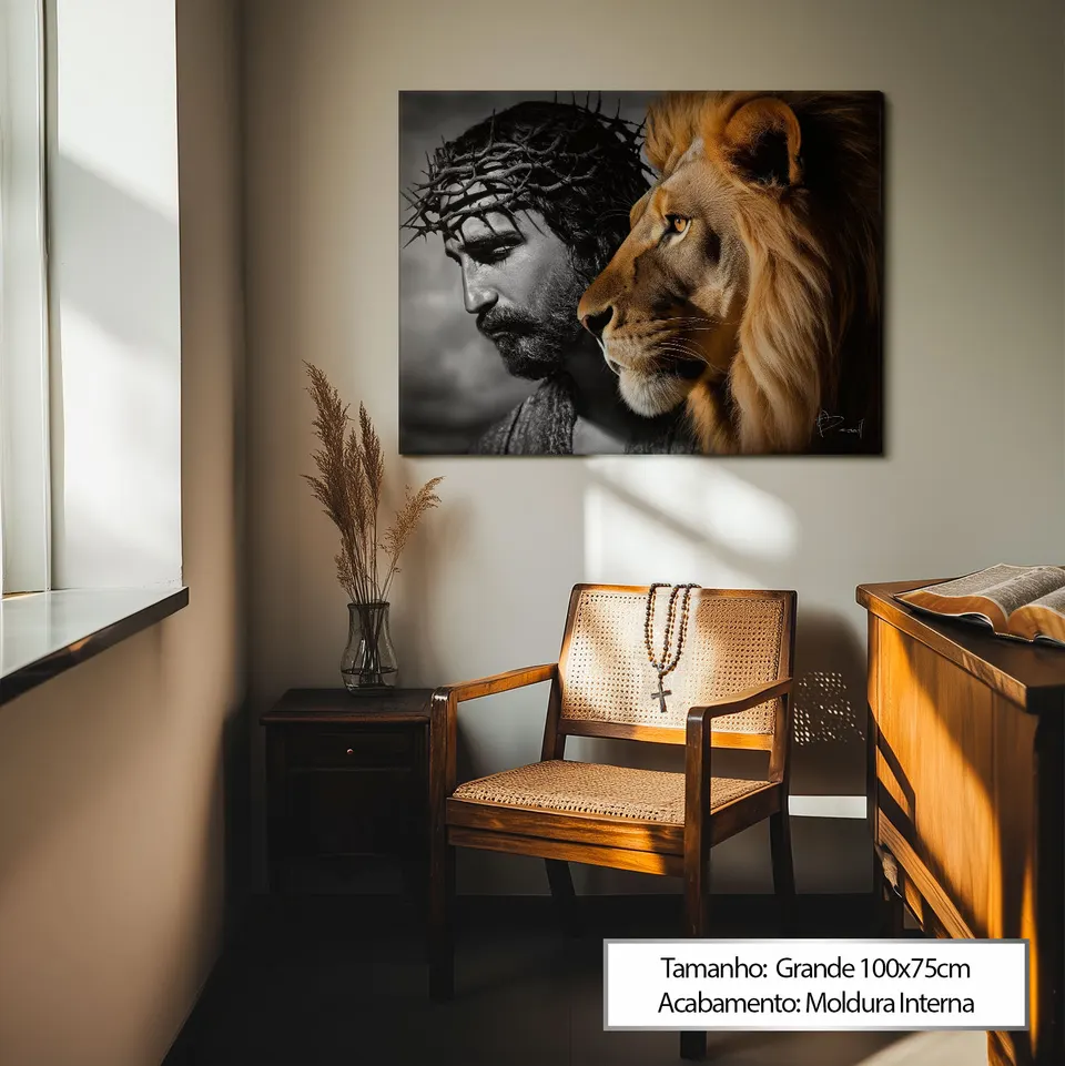 Quadro Jesus leão de judá - versão sem moldura impressão HD