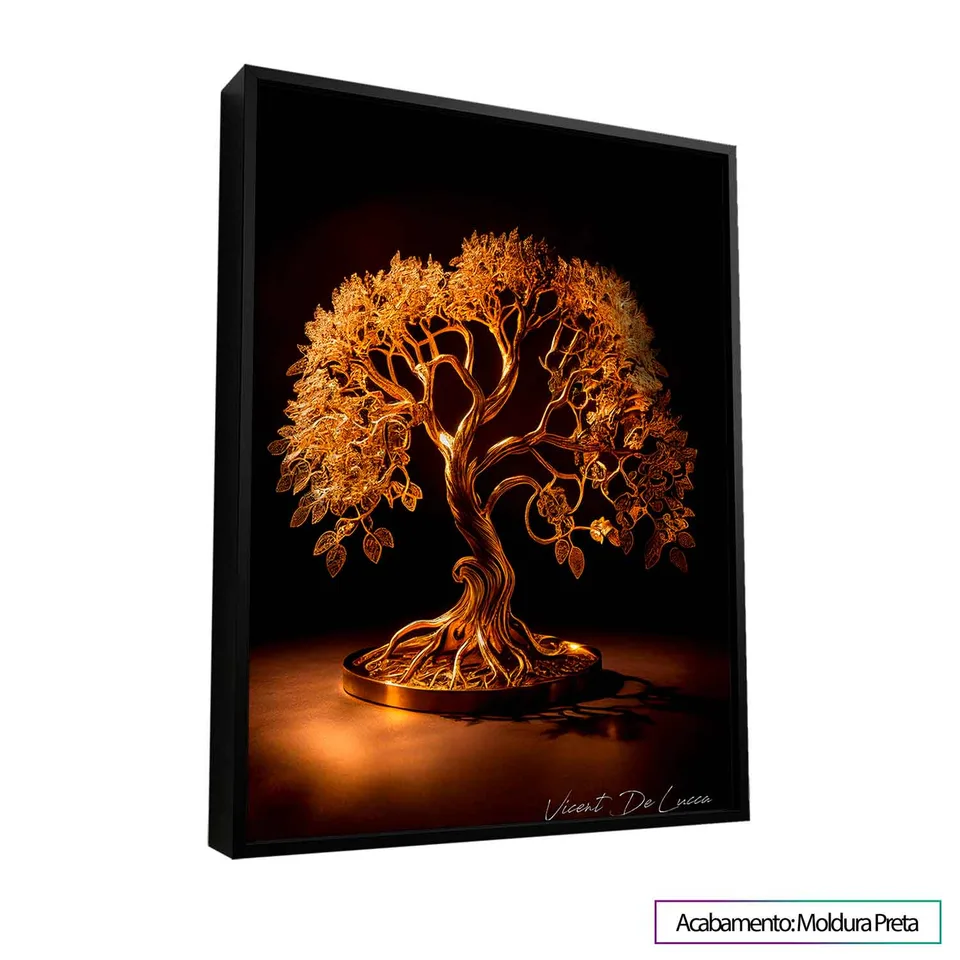 Quadro Árvore da Vida de Ouro com moldura preta