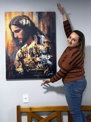 Quadro O Legado de Cristo na casa de Andreia Kovaliu