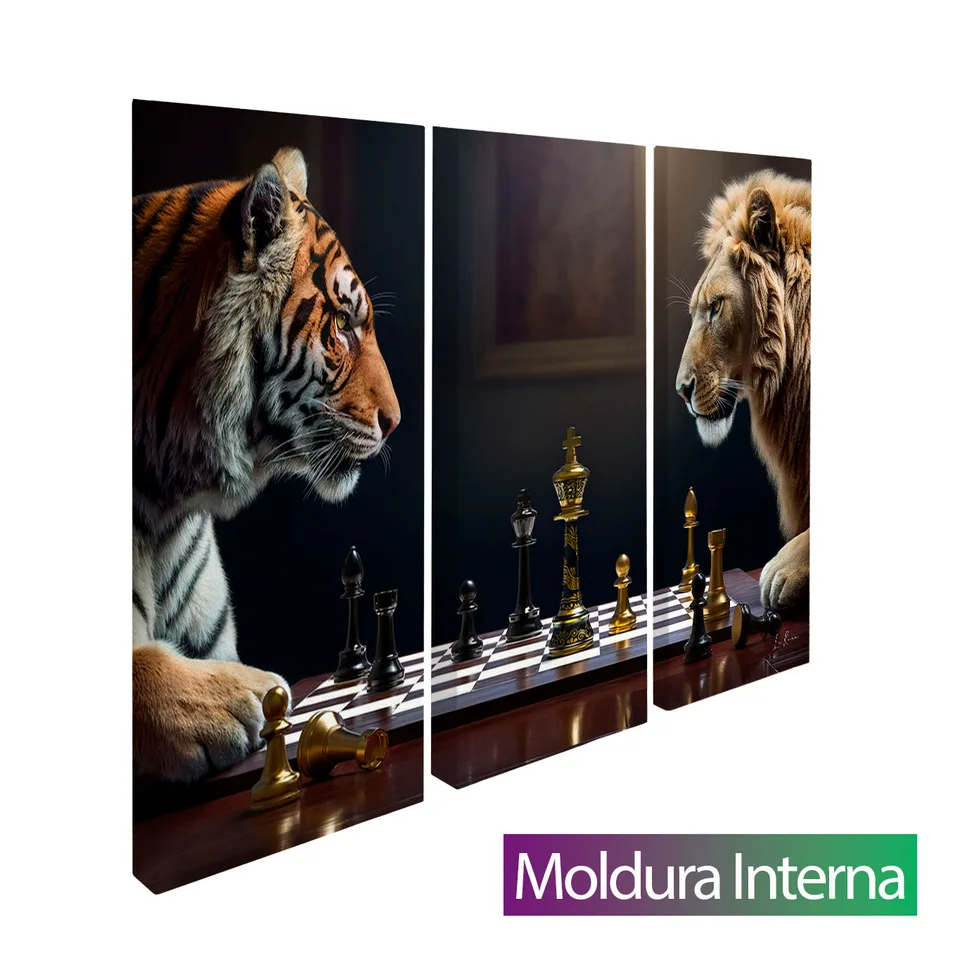 Quadro Jogo de Feras 3 Peças — foto 13