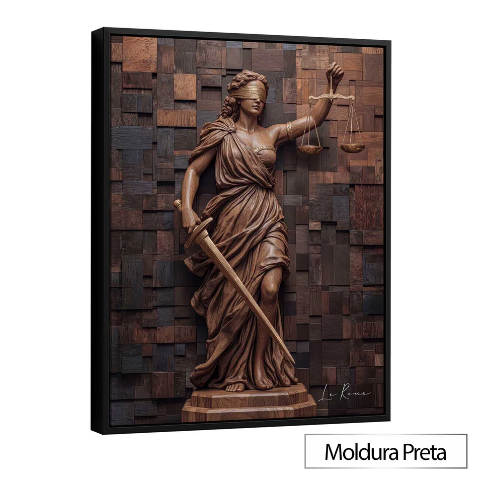 Quadro Deusa da Justiça Amadeirada