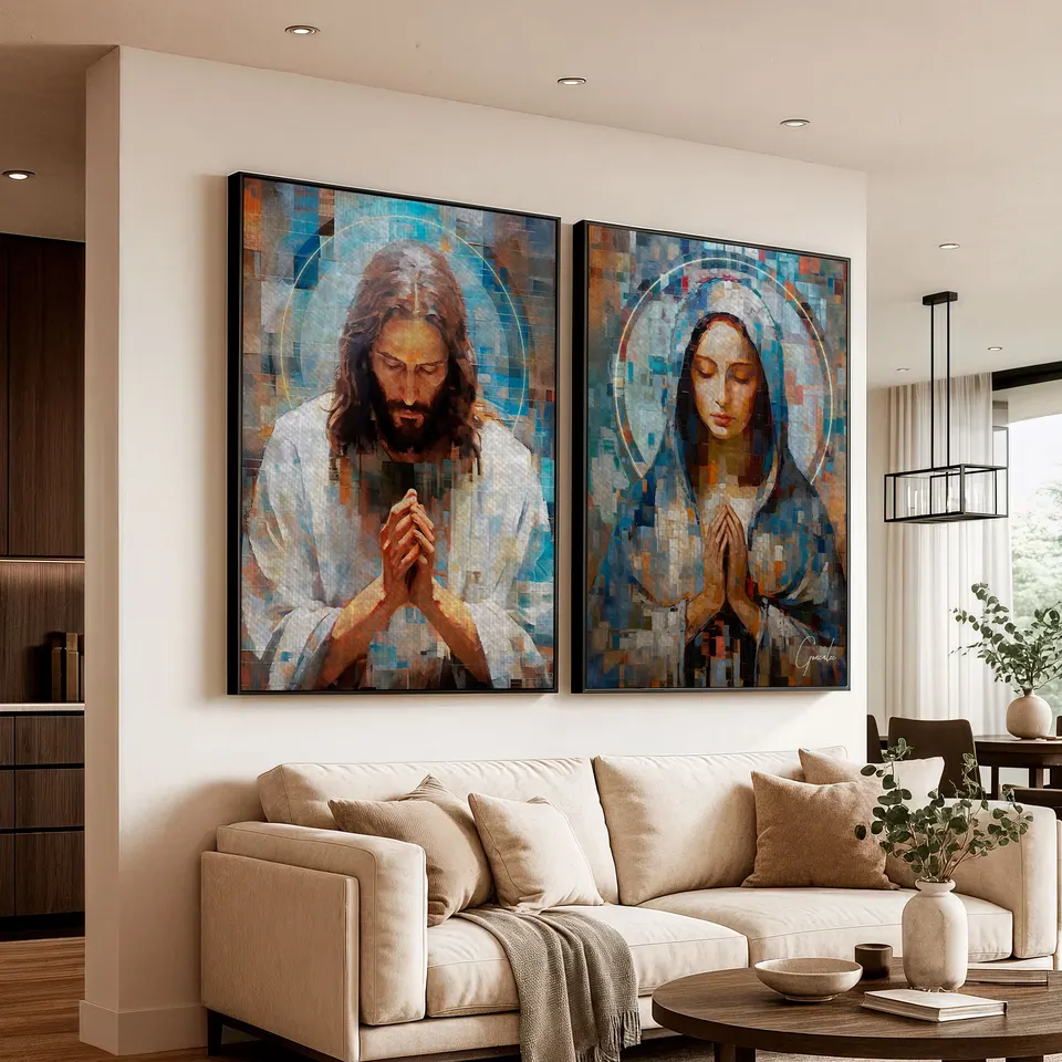 8741 Quadro Jesus e Maria Grid Art 2 Peças (22)