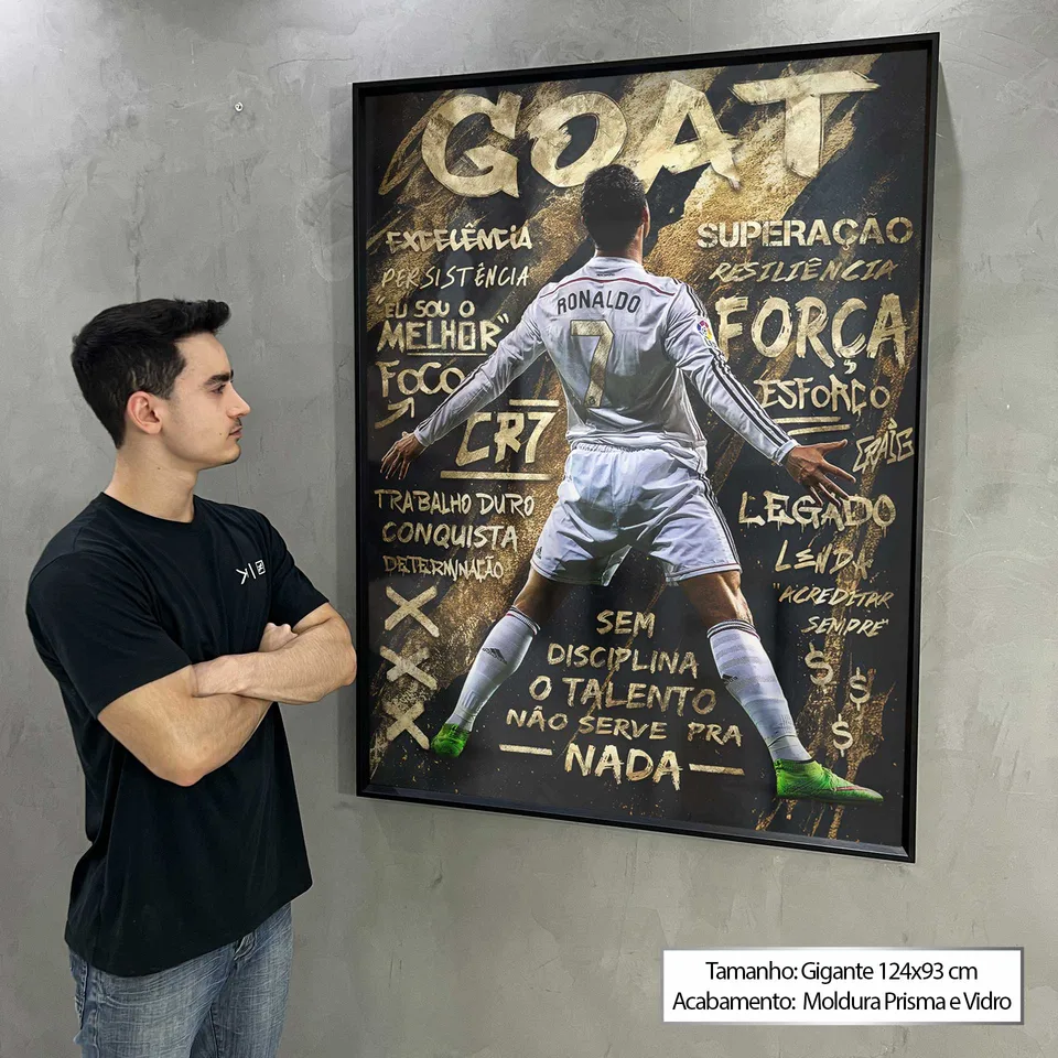 7089 Quadro Cristiano Ronaldo Grafite Dourado (10)