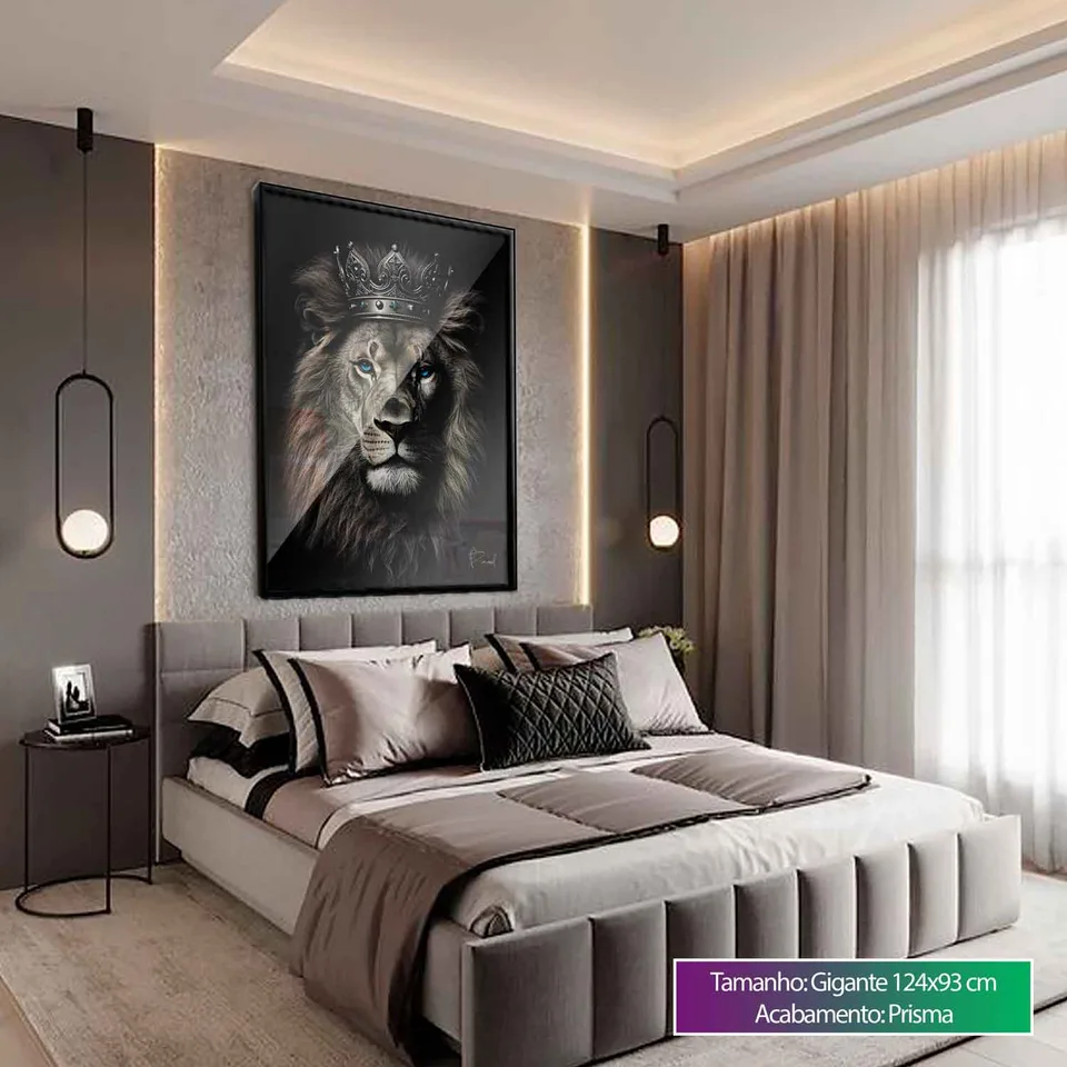 Quadro decorativo leão soberano - ambiente mulher parede
