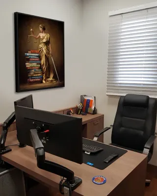 Quadro Conhecimento da Deusa da Justiça na casa de Julia Pires