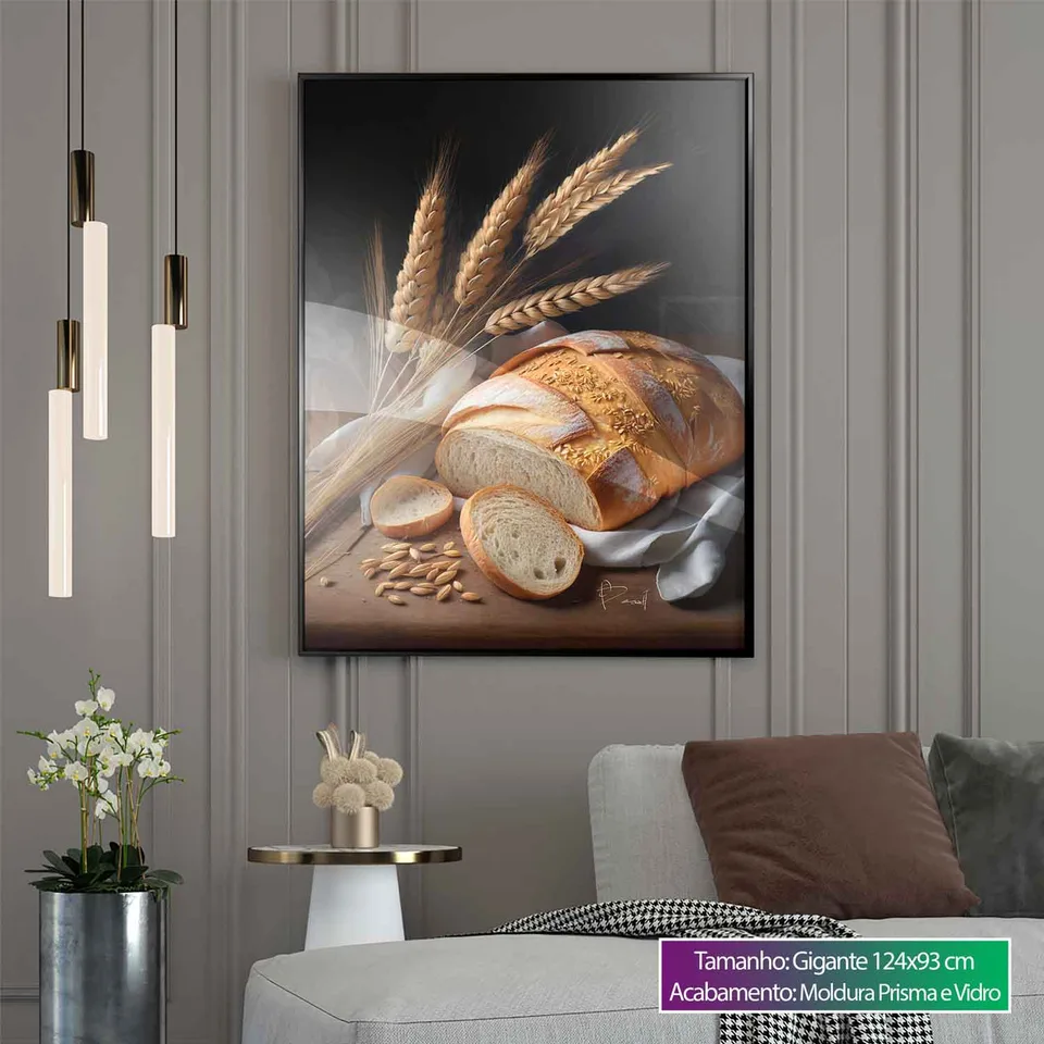 Quadro decorativo Pão e Trigo
