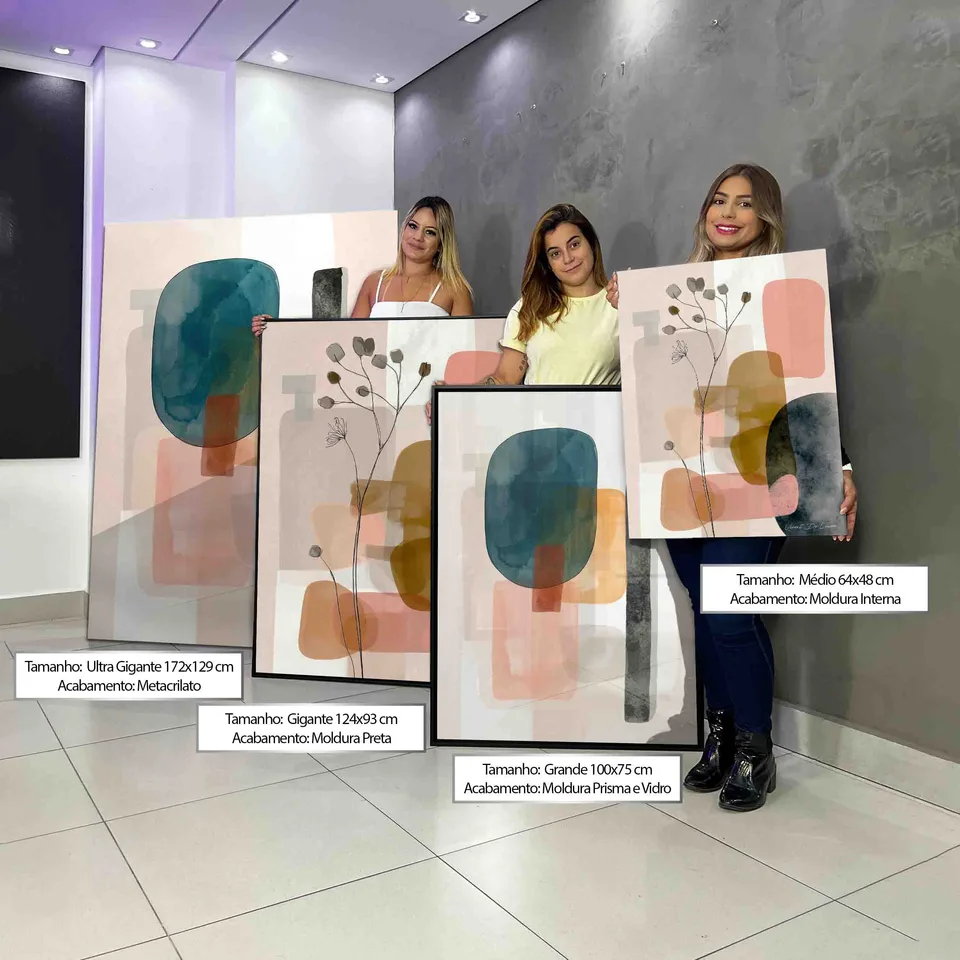quadro boho 2 pecas — guia de medidas e acabamentos disponíveis para escolha