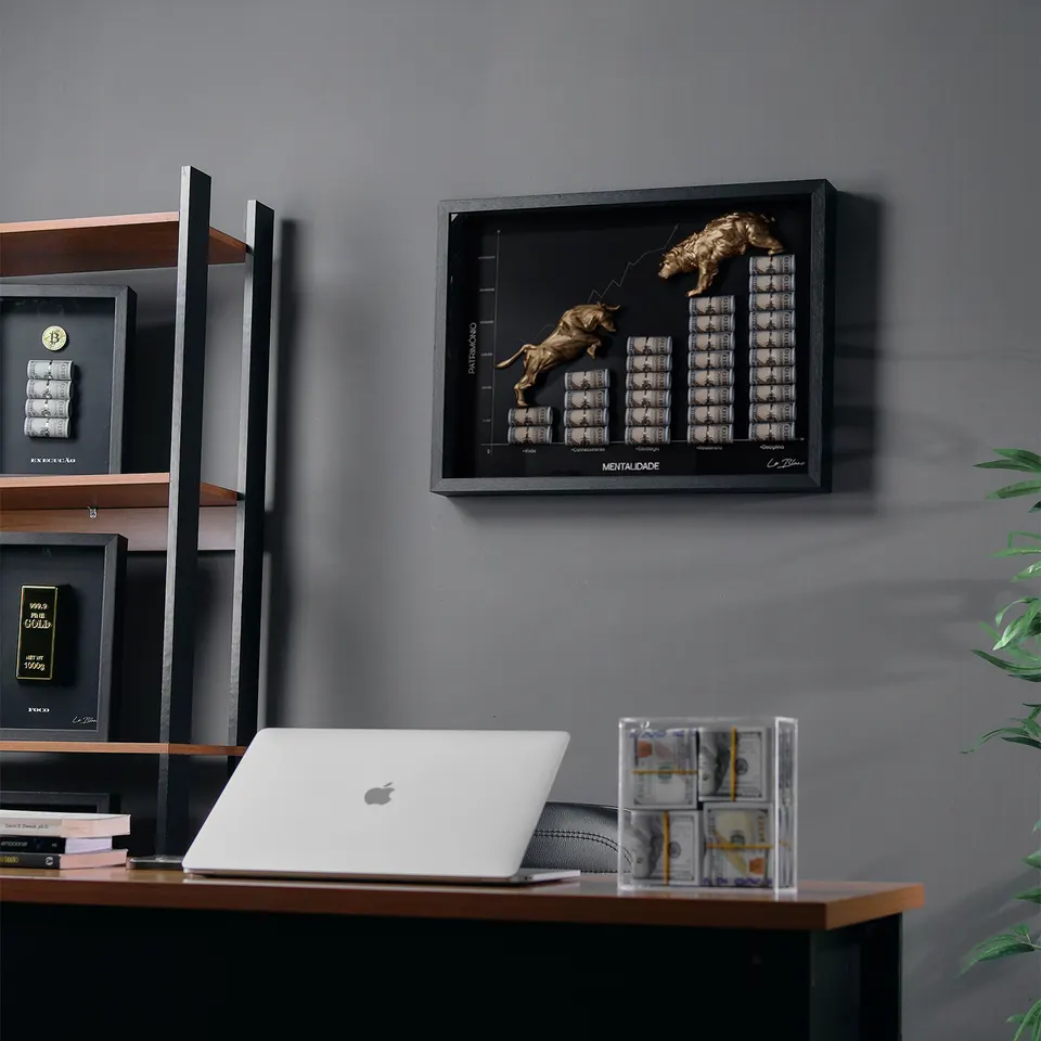 the golden financial chart — instalação em ambiente corporativo profissional