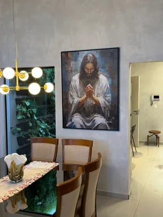 Quadro Jesus Grid Art na casa de Renata Barbosa