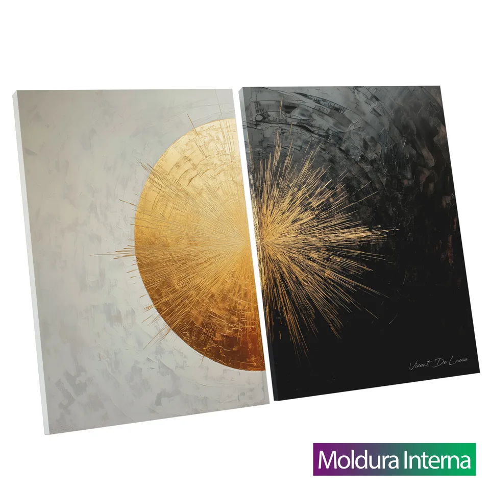 8998 Quadro Abstrato Dualidade Dourada 2 Peças (6)