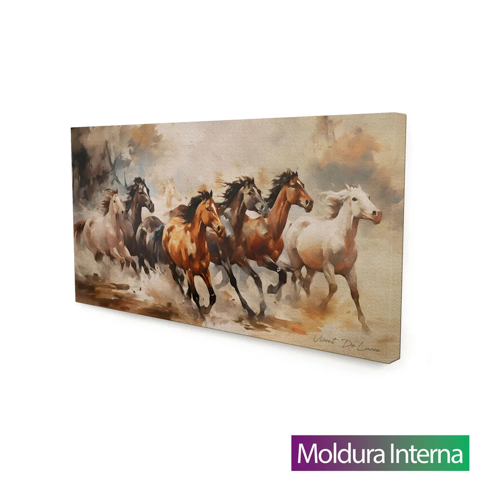 Quadro Cavalos Selvagens — Moldura Interna, Medio 68x34