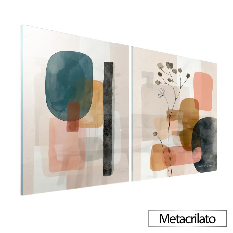 Quadro Boho 2 Peças - Coleção Abstrato Natural