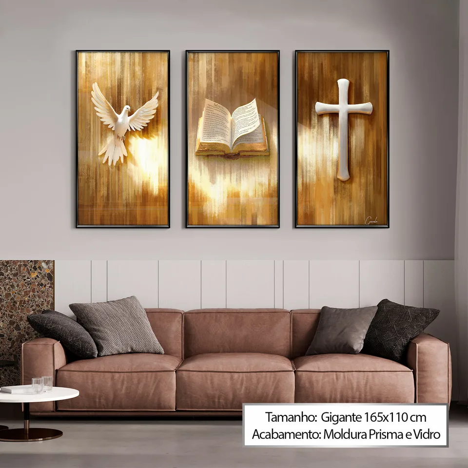 7066 Quadro Símbolos de Fé 3 Peças (24)