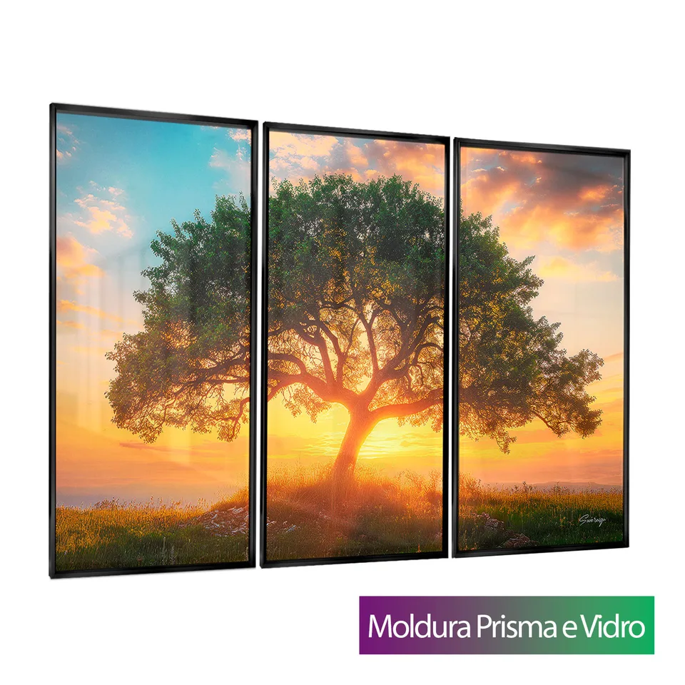 8958 Quadro Árvore ao Entardecer 3 Peças (2)