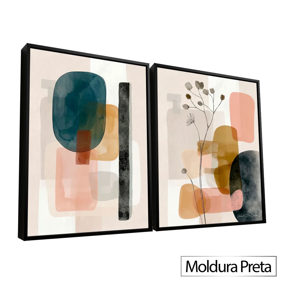 Quadro Boho 2 Peças - Coleção Abstrato Natural