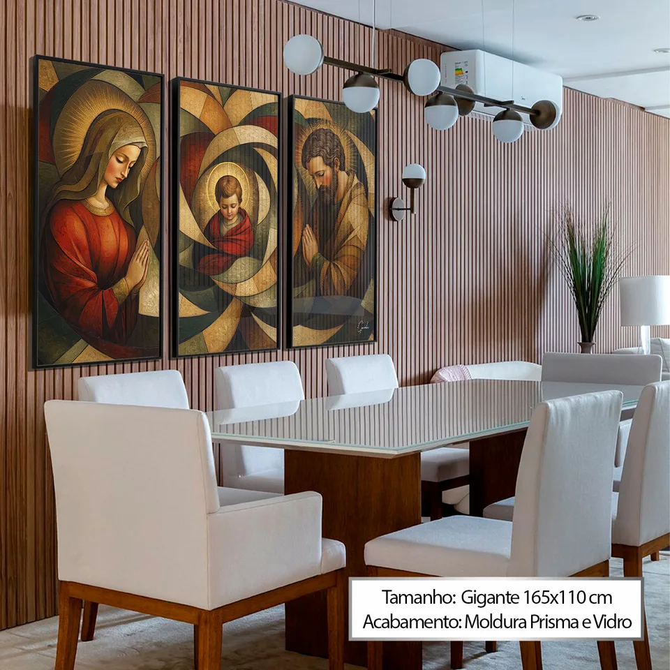 7058 Quadro Sagrada Família CubismArt 3 Peças (8)