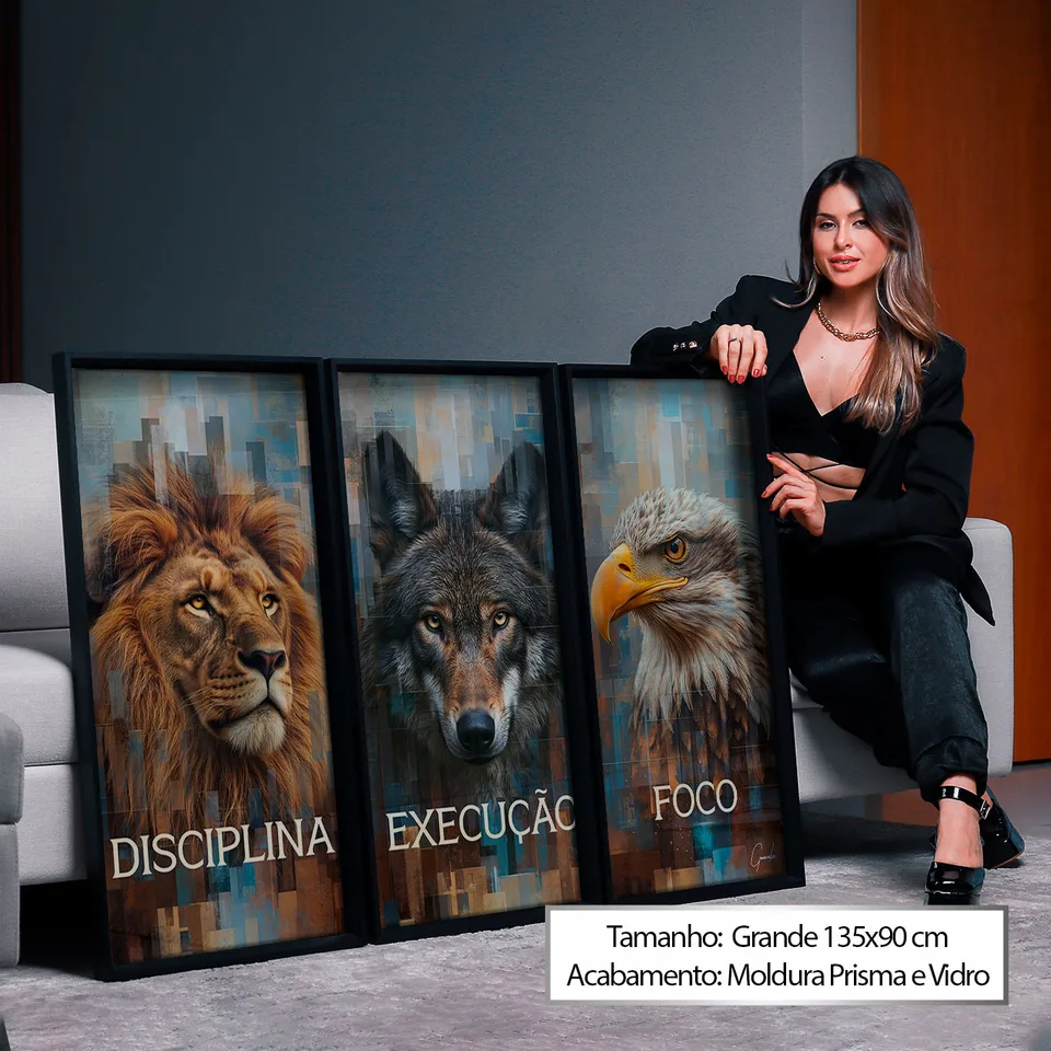 7039 Quadro Disciplina, Execução e Foco Grid Art 3 Peças (5)