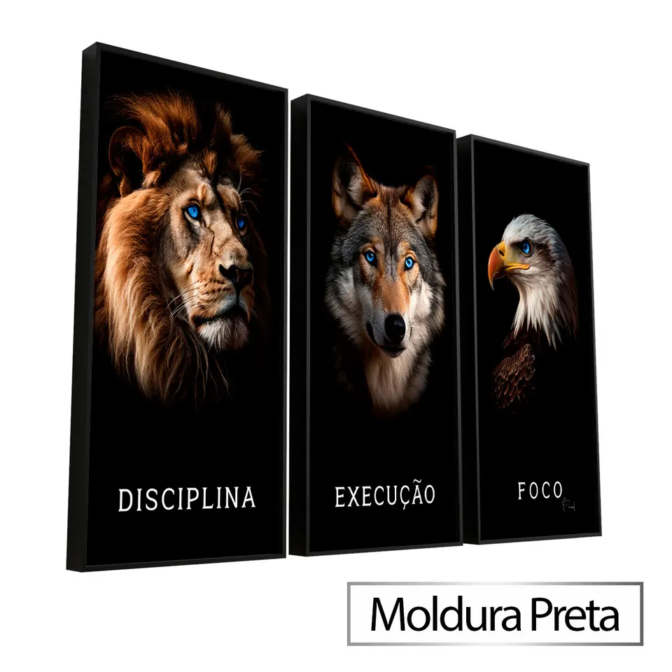 8548 Quadro Disciplina, Execução e Foco Realista 3 Peças (30)