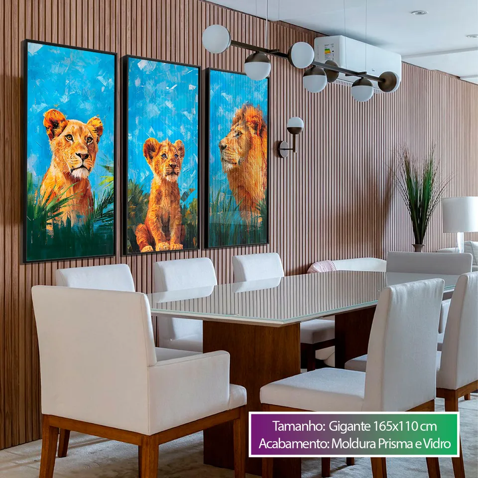 8846 Quadro Família de Leões Tropicais 3 Peças (4)