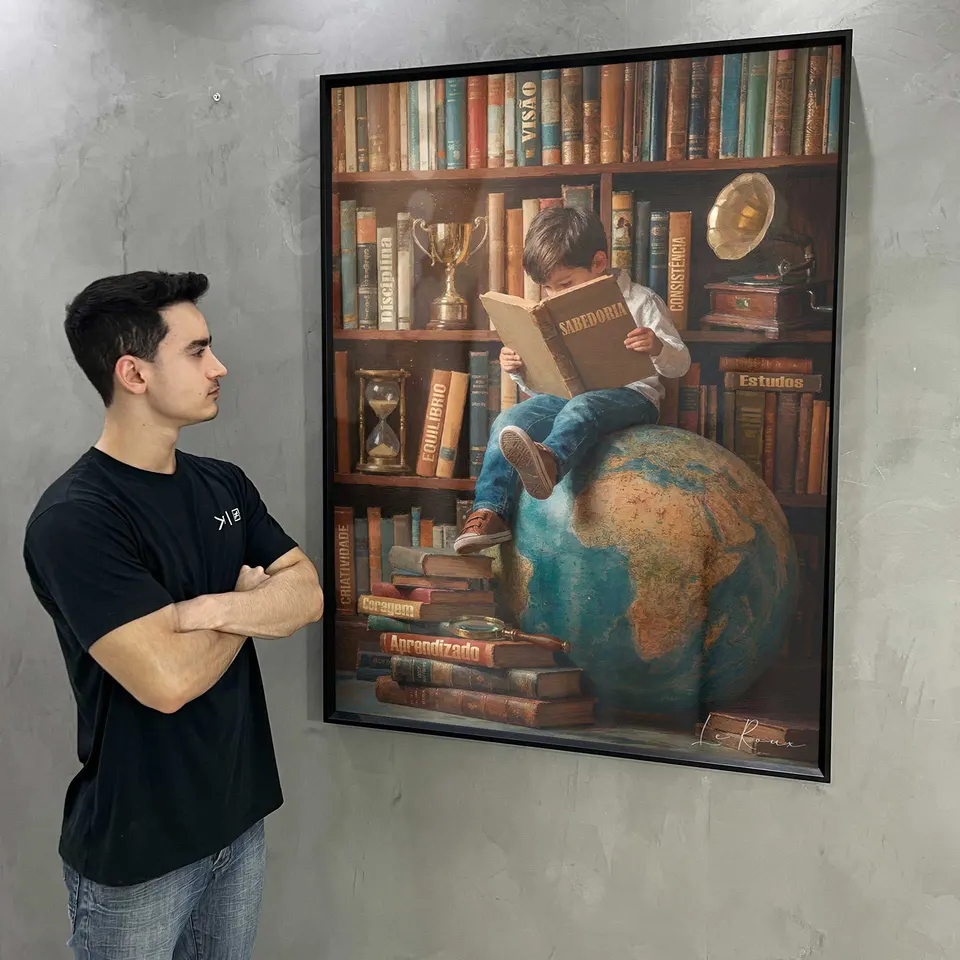 mundo conhecimento — composição central com globo e livros