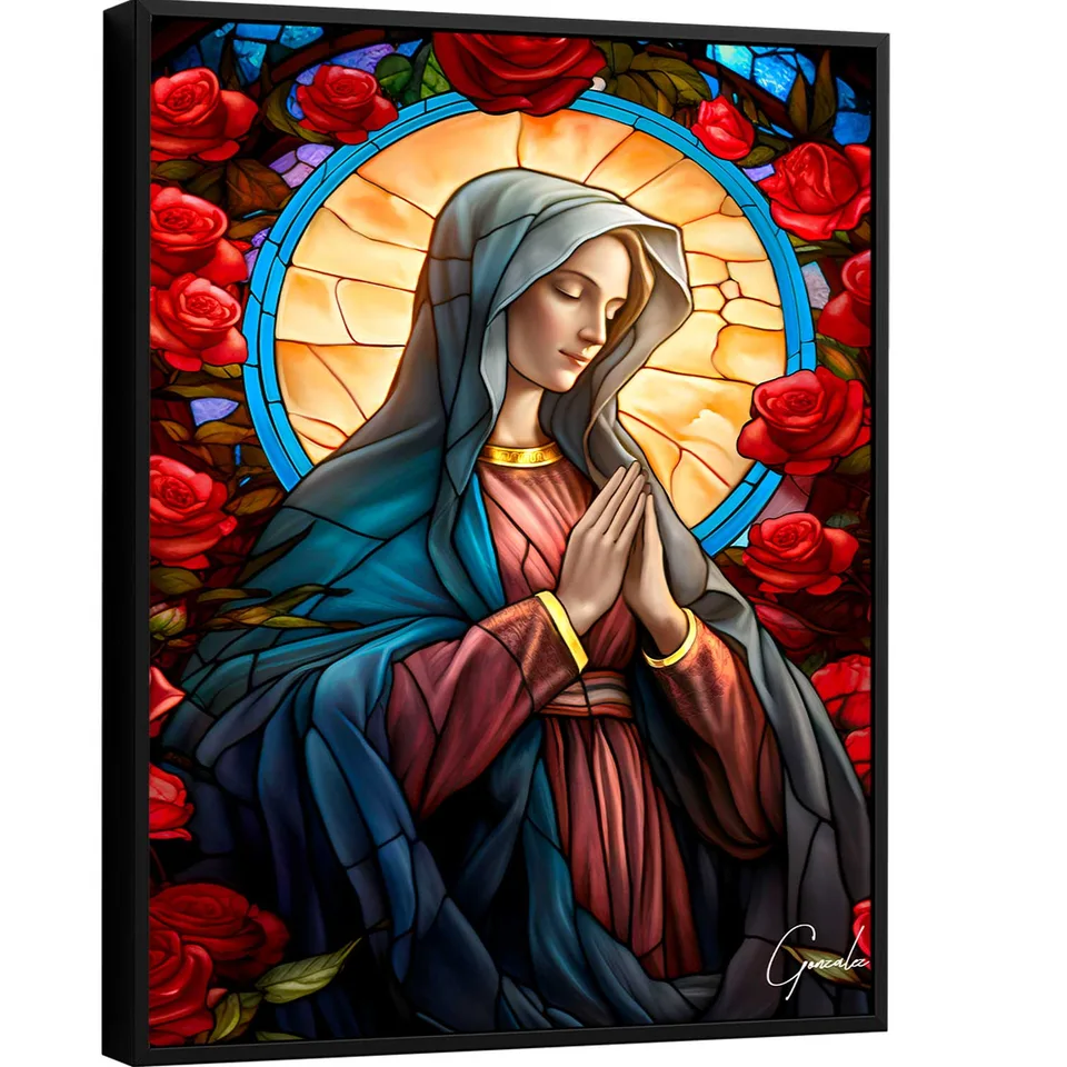 Quadro Maria e o Jardim de Rosas Vitrart - Quadros para Quarto | QuadrosDecorativos.com