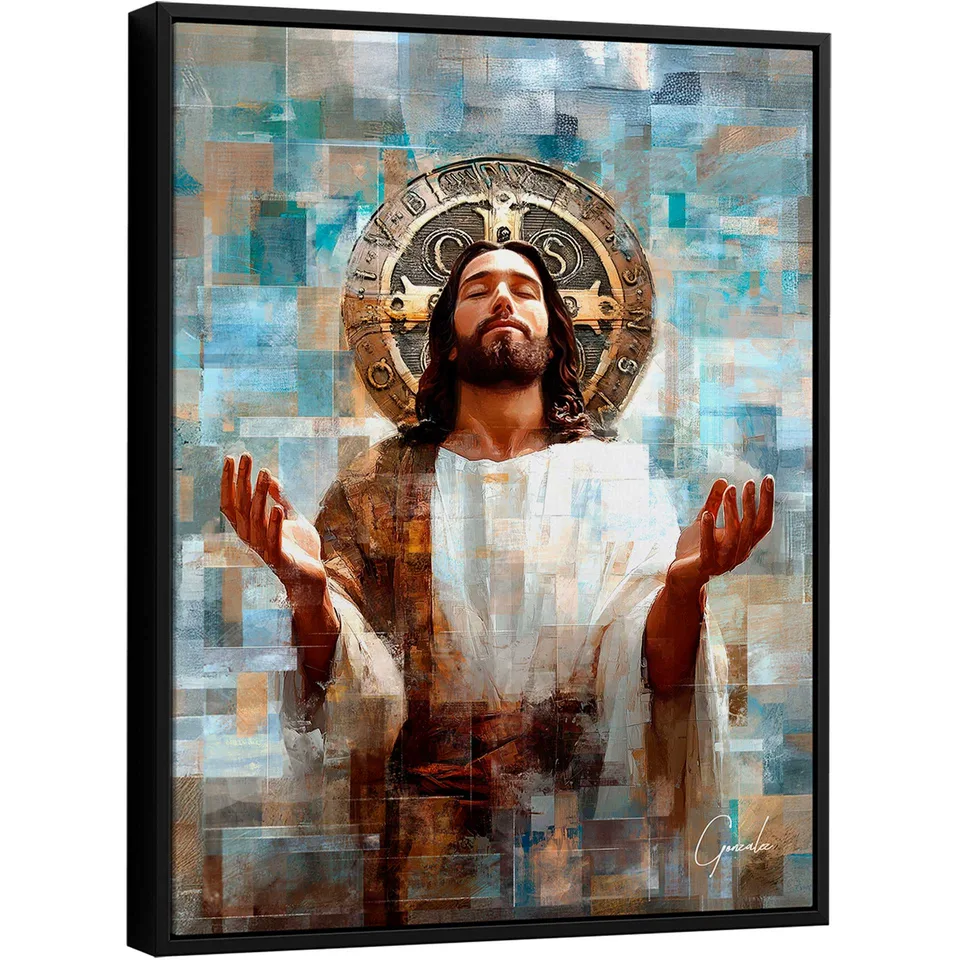 Quadro Jesus e a Medalha de São Bento GridArt - Quadros para Quarto | QuadrosDecorativos.com