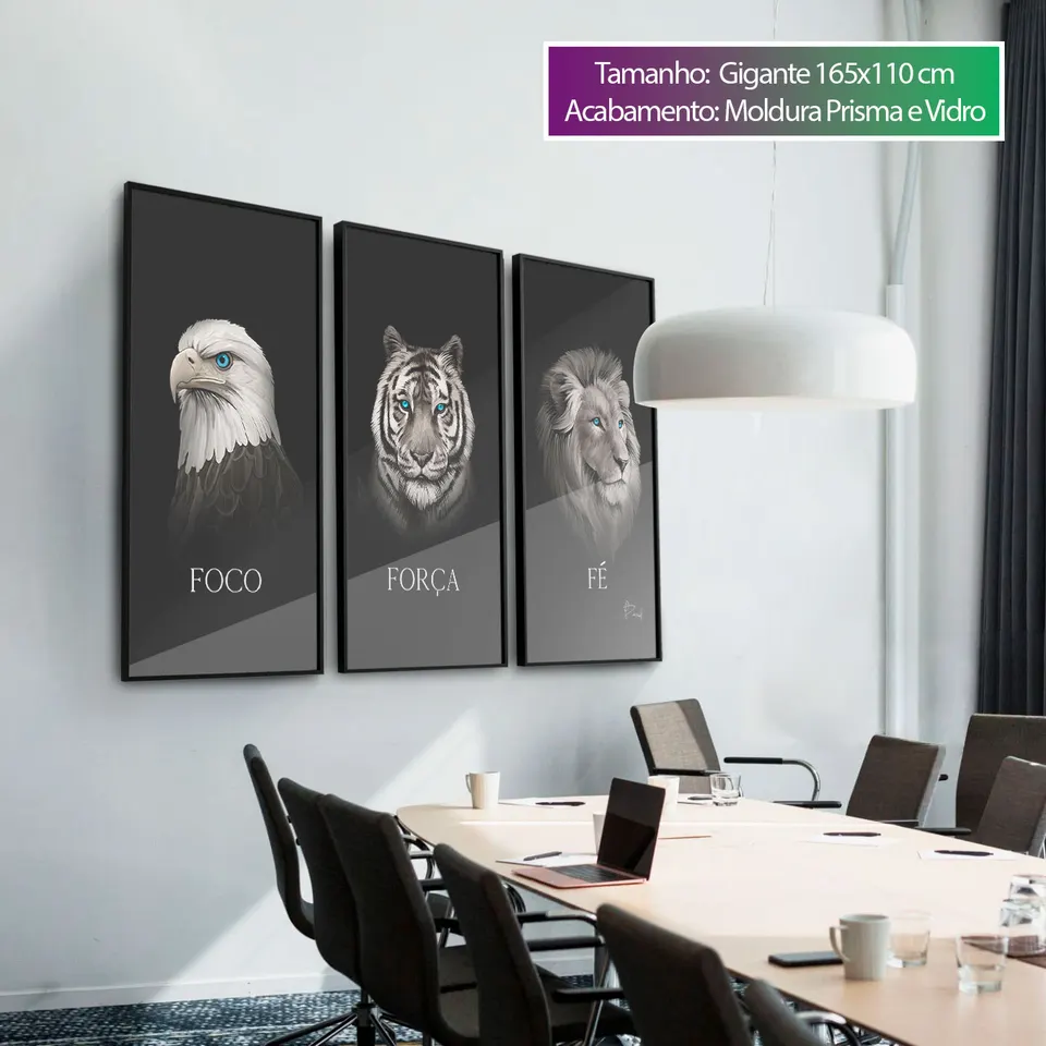 Quadro Foco, Força e Fé 3 Peças — foto 7
