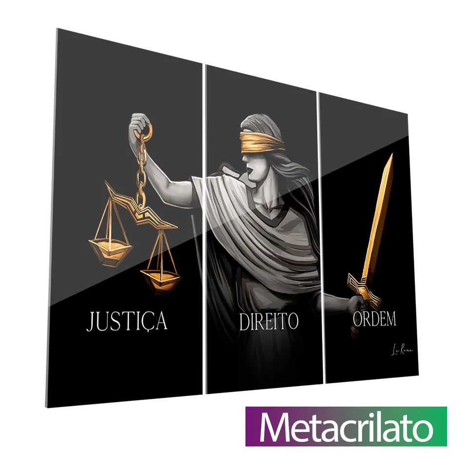 Quadro decorativo Justiça, Direito e Ordem 3 peças