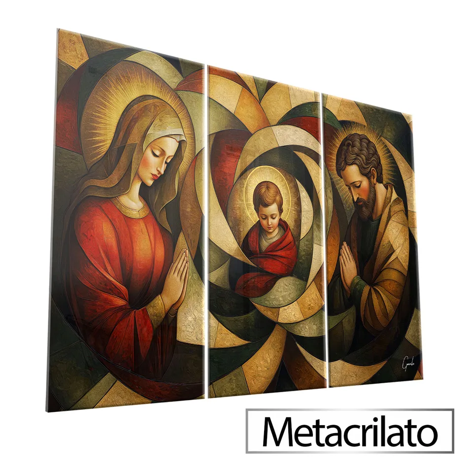 7058 Quadro Sagrada Família CubismArt 3 Peças (1)
