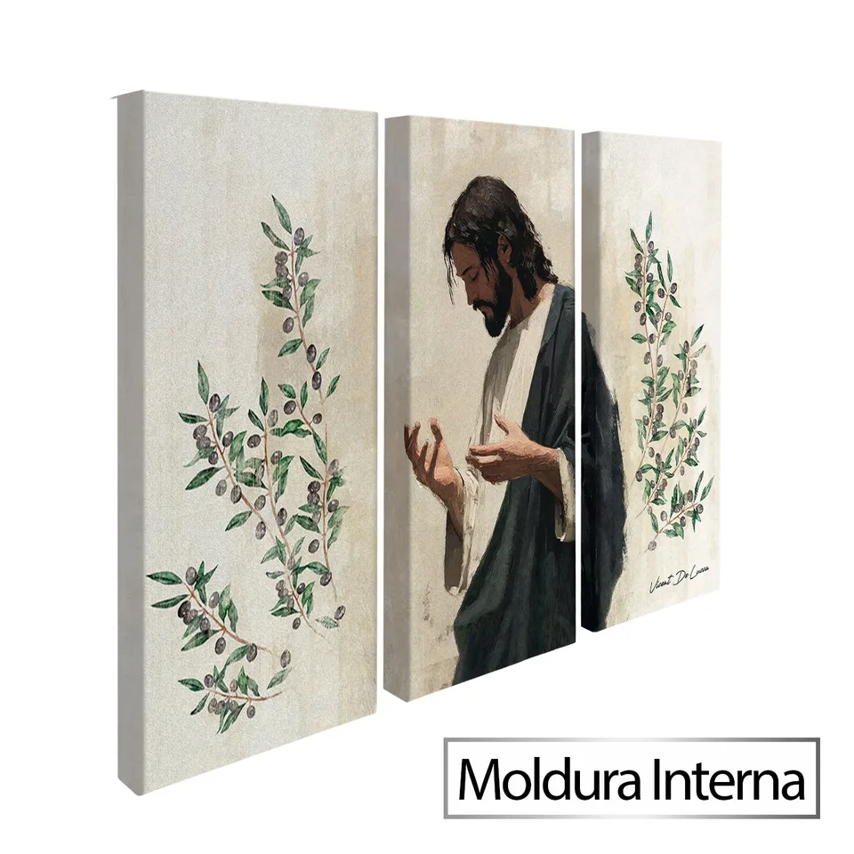 Quadro A Leveza de Cristo 3 Peças — Moldura Interna, Médio 93x62