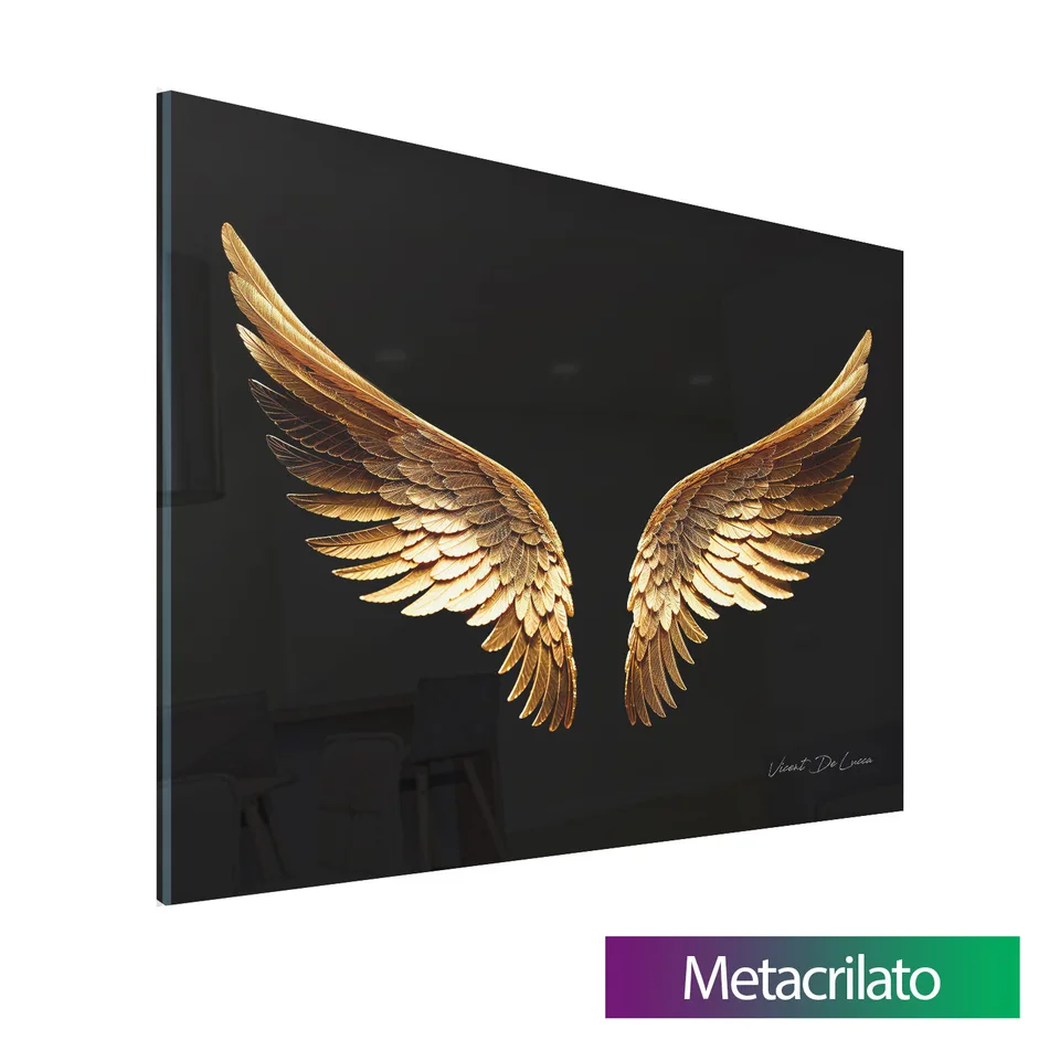 Quadro Asas Douradas Metacrilato fundo branco