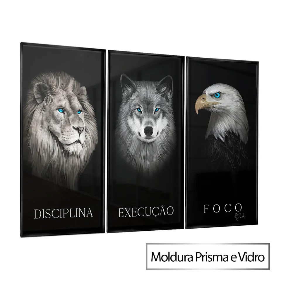 Quadro Disciplina, Execução e Foco 3 Peças