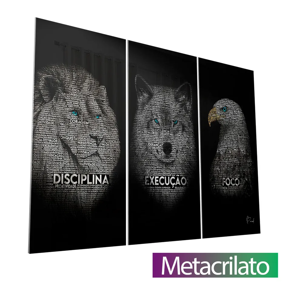 8983 Quadro Quadro Disciplina, Execução e Foco Word Art 3 Peças (9)