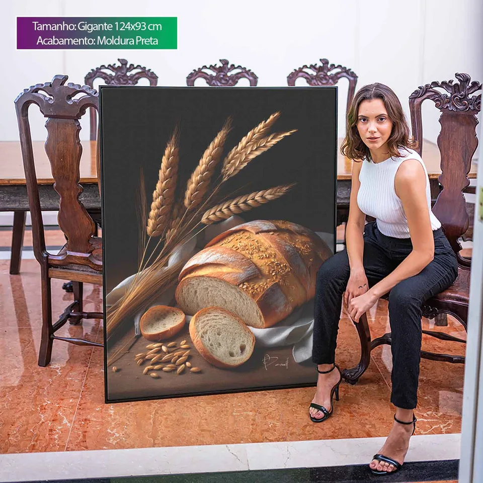 Quadro decorativo Pão e Trigo