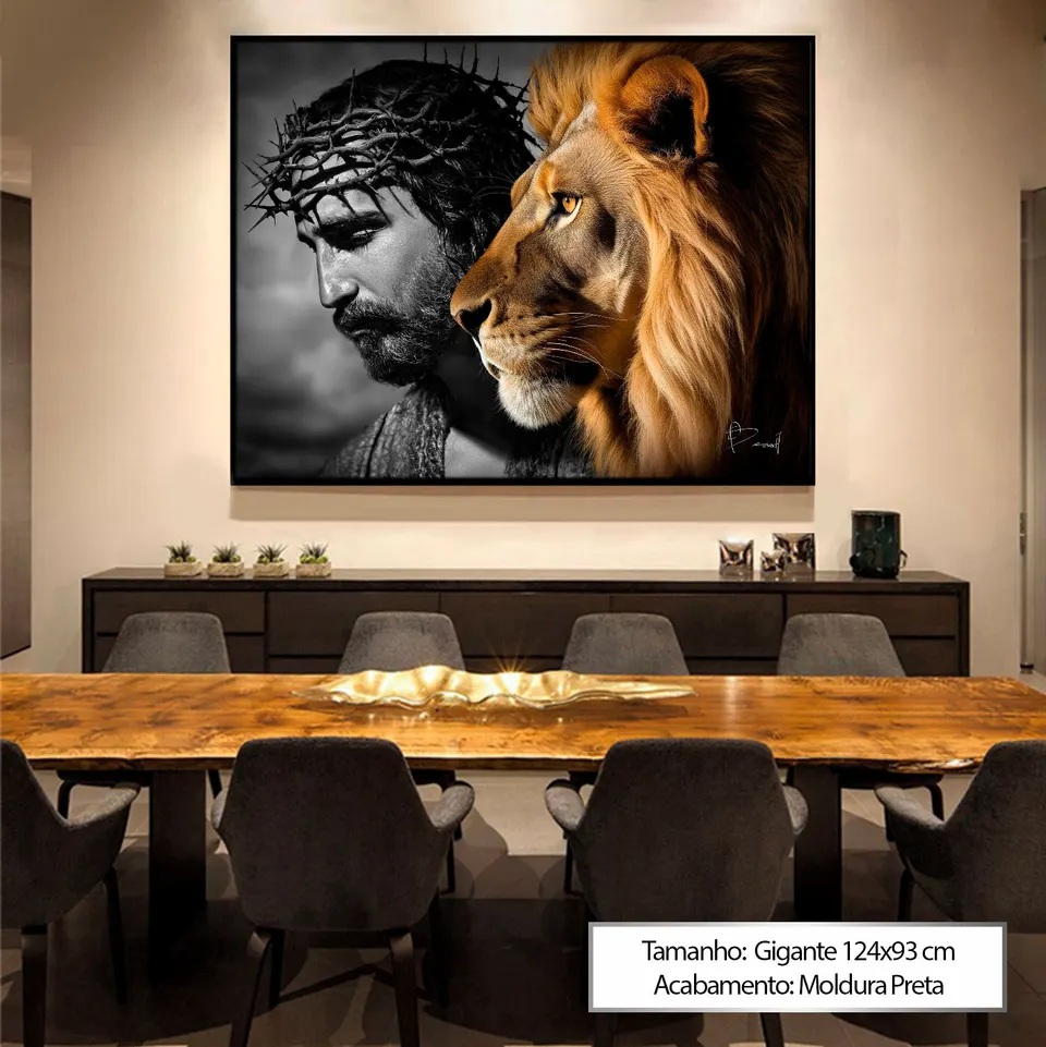 Quadro decorativo leão de judá tamanho grande parede
