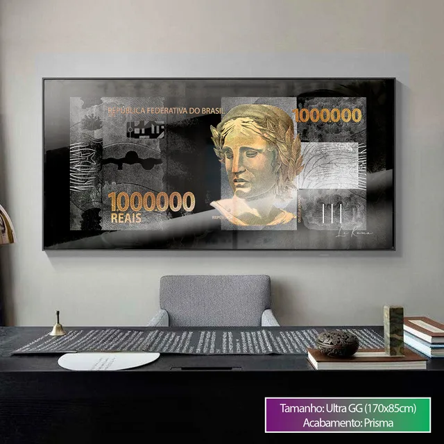 Quadro ultra wide acima de bancada em parede clara
