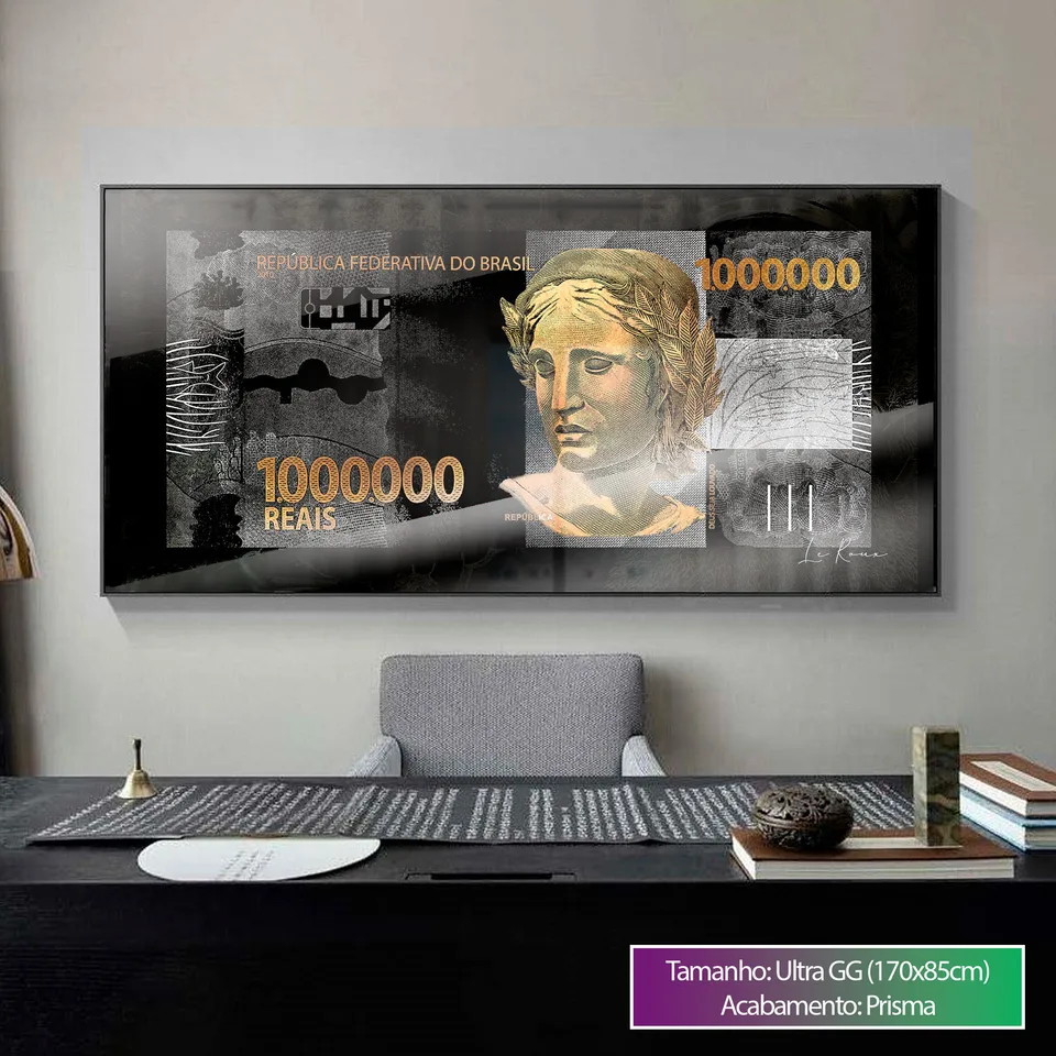 Quadro decorativo 1 Milhão de Reais no escritório
