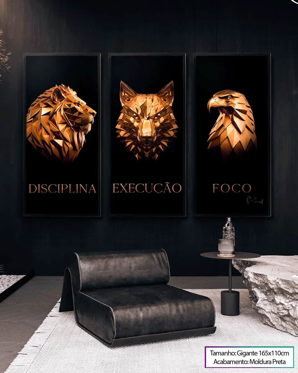 Quadro-Disciplina-Execução-e-Foco-de-Ouro-3-Peças