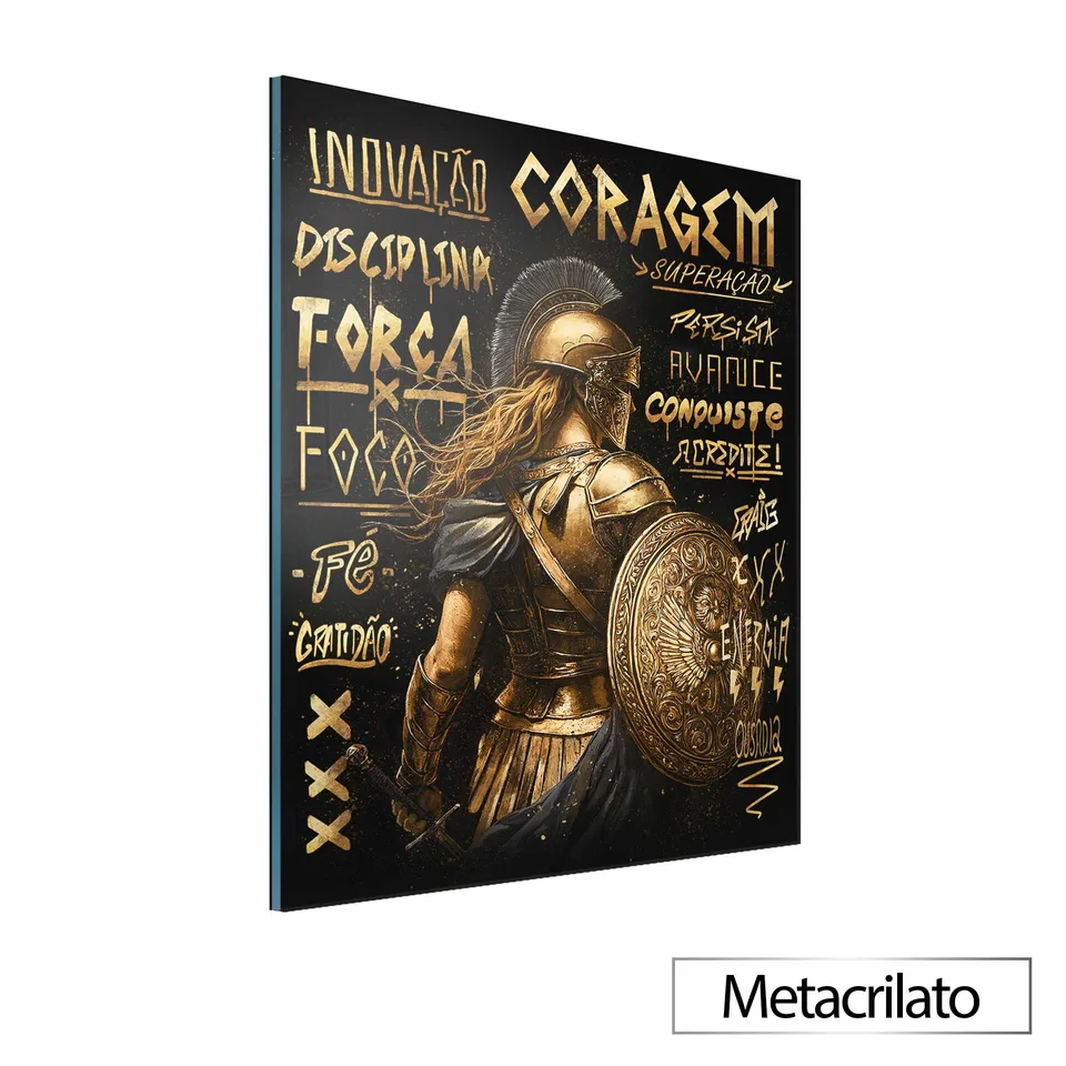 Quadro Loba de Esparta Dourada com Metacrilato