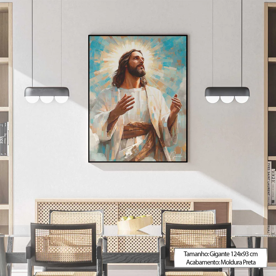 Quadro Jesus é a Luz Grid Art tamanho Gigante