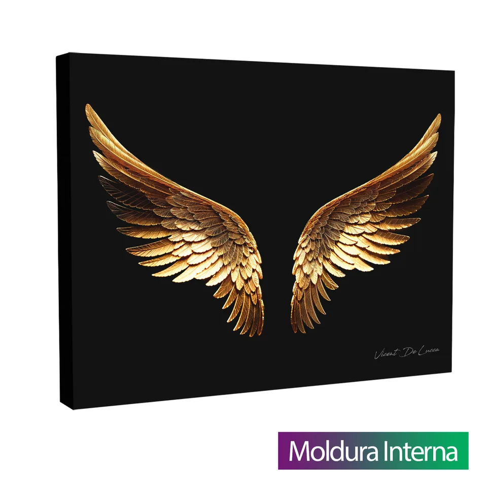 Quadro Asas Douradas — Moldura Interna, Médio 64x48