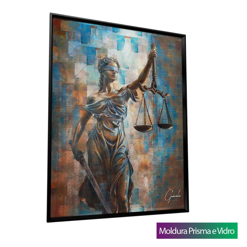 Quadro Deusa da Justiça Grid Art com moldura Prisma e vidro
