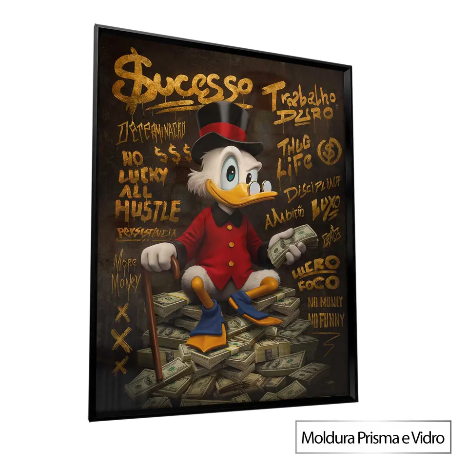 Quadro The Duck's Grafite Dourado