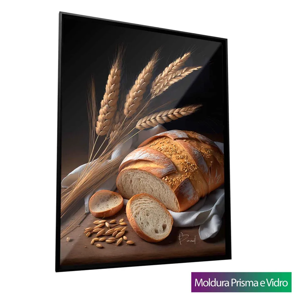 Quadro decorativo Pão e Trigo